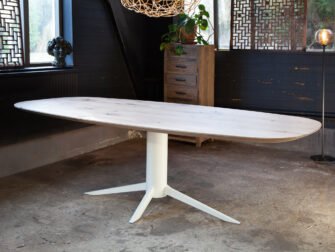 eetkamertafel eiken hout stalen poten