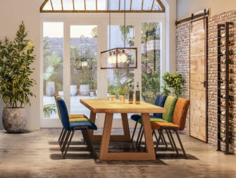 eiken tafe met houten A poot