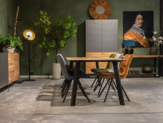 Teakblad met stalen poot