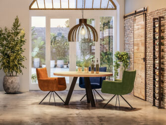 ronde industriële eiken tafel