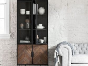 DTP Home vitrinekast teak visgraat motief