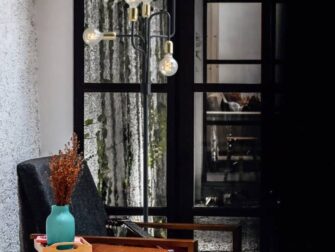 vloerlamp black antique brass