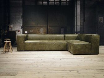 grote groene leren hoekbank