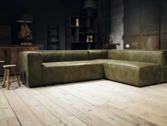 grote groene leren hoekbank