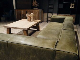 grote groene leren hoekbank