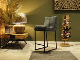 grijze leren barkruk