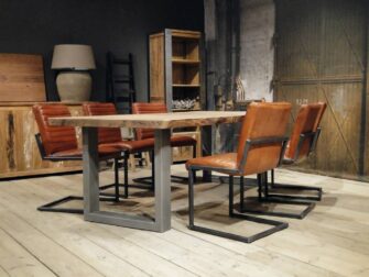 industriele boomstamtafel stalen poot
