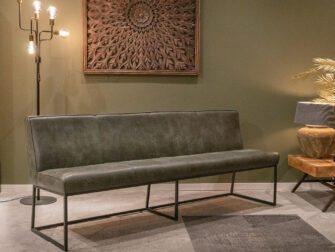 geschuurd leren eetkamerbank