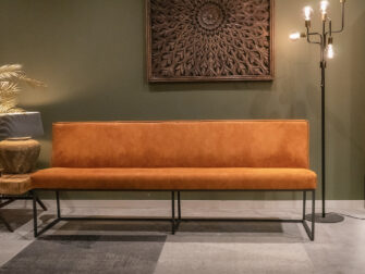 cognac leren eetkamerbank