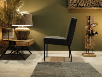 Grijze leren eetkamerstoel