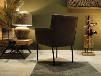 Bruine leren eetkamerstoel