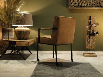 cognac leren eetkamerstoel