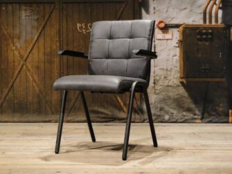 Stoere industriele eetkamerstoel antraciet