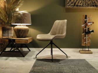 taupe leren eetkamerstoel