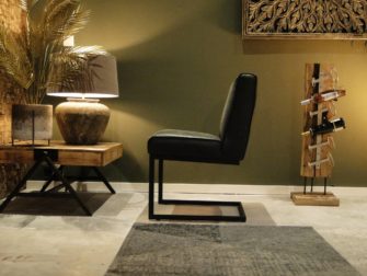 donkergroene leren eetkamerstoel