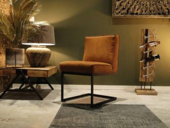 cognac stoffen eetkamerstoel