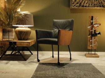 grijze leren eetkamerstoel