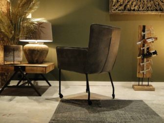 grijze leren eetkamerstoel