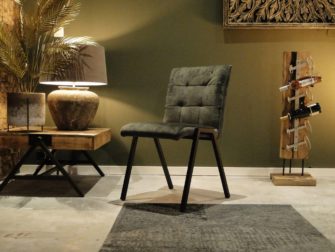 groene gecapitonneerde eetkamerstoel