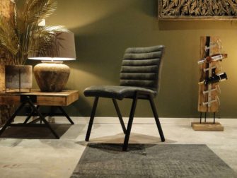 grijze leren eetkamerstoel