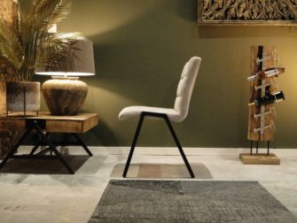 stoffen eetkamerstoel zwarte poten