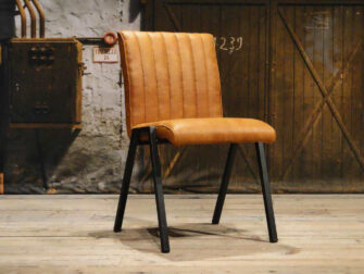 Industriële eetkamerstoel cognac