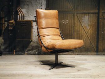 Fauteuil Bruno zonder armleuning - geschuurd leer walnut