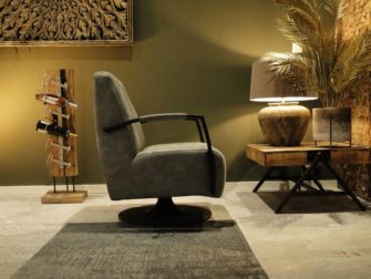 Grijze lederen draaifauteuil