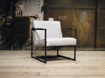 Fauteuil Pesara - geschuurd leer silver grey