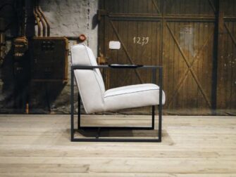 Fauteuil Pesara - geschuurd leer silver grey