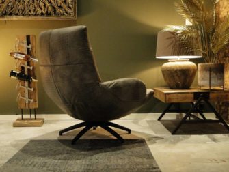 Stoere draaifauteuil in leer