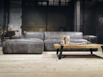 grijze leren hoekbank