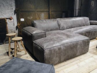 grijze leren hoekbank