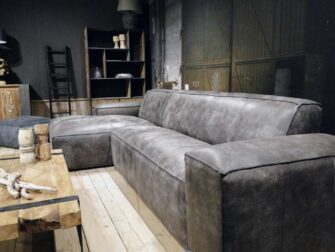 grijze leren hoekbank