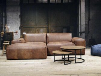 bruin leren hoekbank