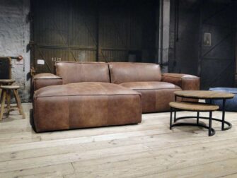 bruin leren hoekbank