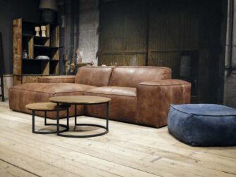 bruin leren hoekbank