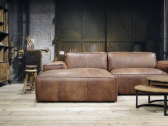 bruin leren hoekbank
