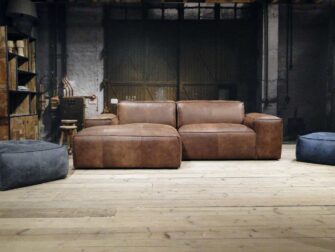 bruine chaise longue hoekbank