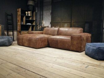 bruine chaise longue hoekbank