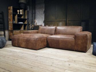 bruine chaise longue hoekbank