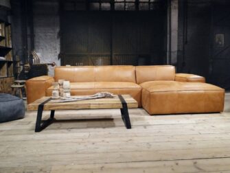 cognac bank chaise longue
