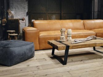 cognac bank long chair