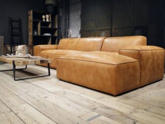 cognac leren hoekbank