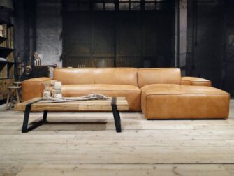 cognac leren hoekbank