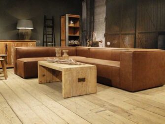 stoere bruine hoekbank