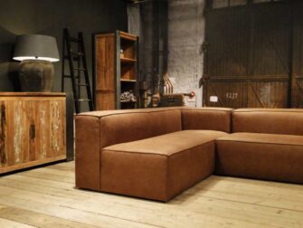 stoere bruine hoekbank