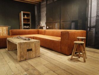 cognac leren hoekbank