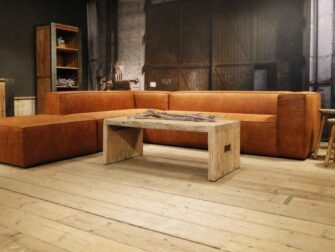 cognac leren hoekbank