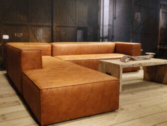 cognac leren hoekbank